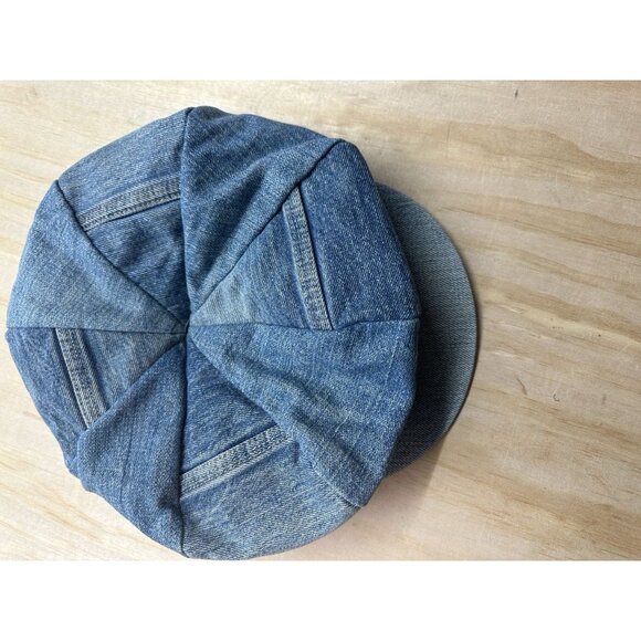 Vtg Womens Hatterdashery Seattle Blue Denim Patchwork Newsboy Cap Made in USA - Picture 1 of 8